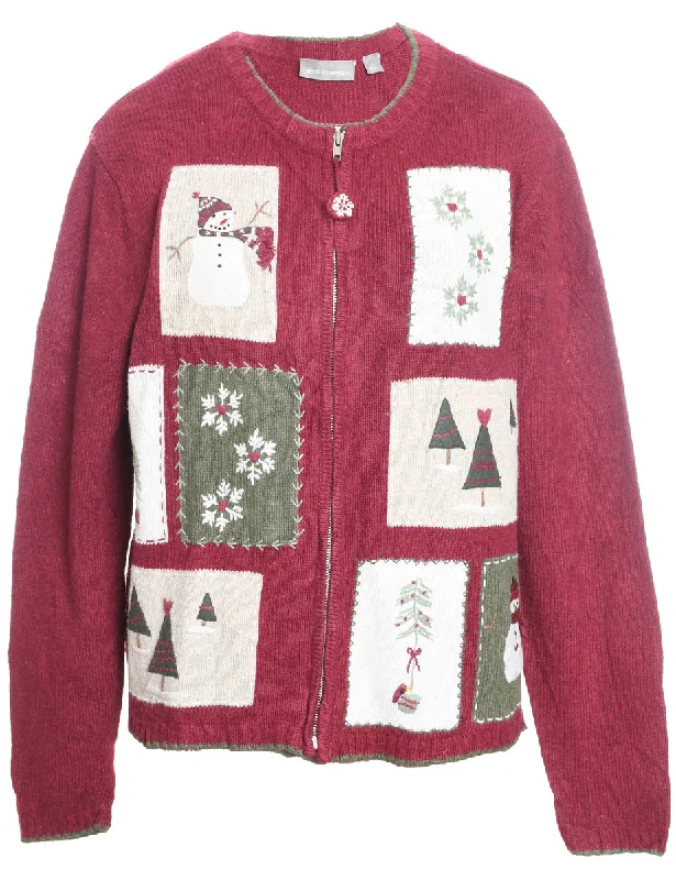 Snowman Christmas Cardigan - L