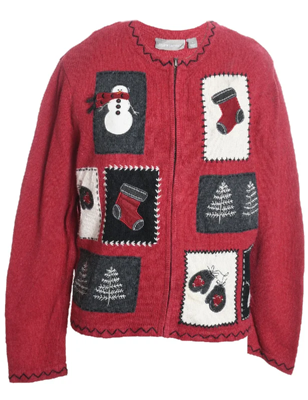 Snowman Christmas Cardigan - L