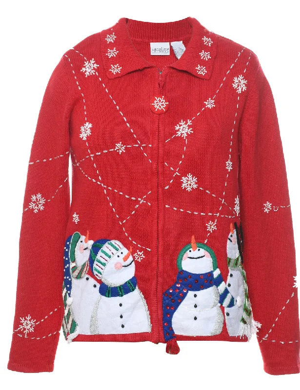 Snowman Christmas Cardigan - L