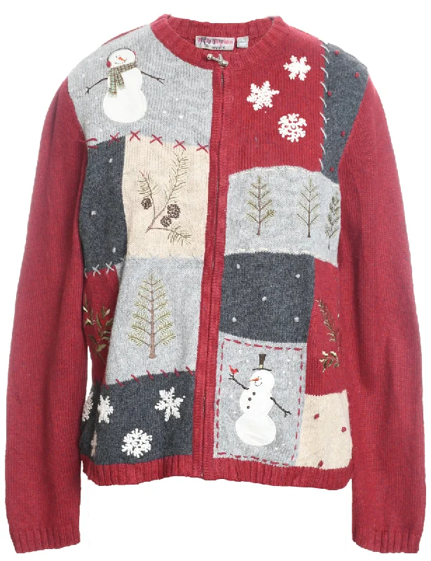 Snowman Christmas Cardigan - M