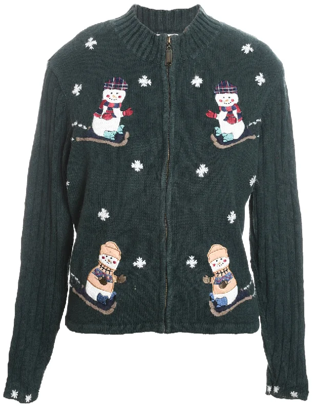 Snowman Christmas Cardigan - M