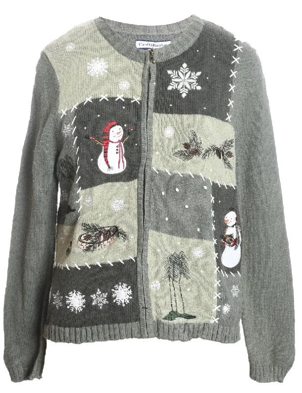 Snowman Christmas Cardigan - M