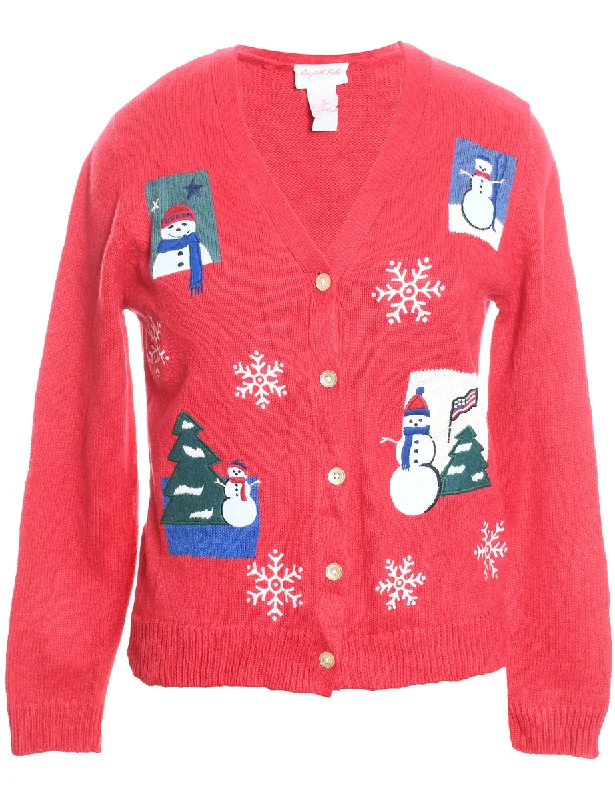 Snowman Christmas Cardigan - M