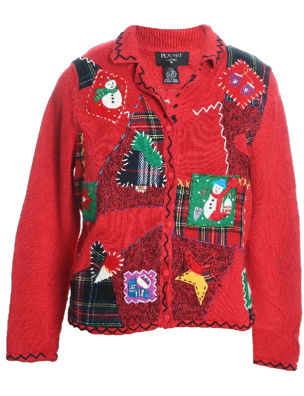 Snowman Christmas Cardigan - M