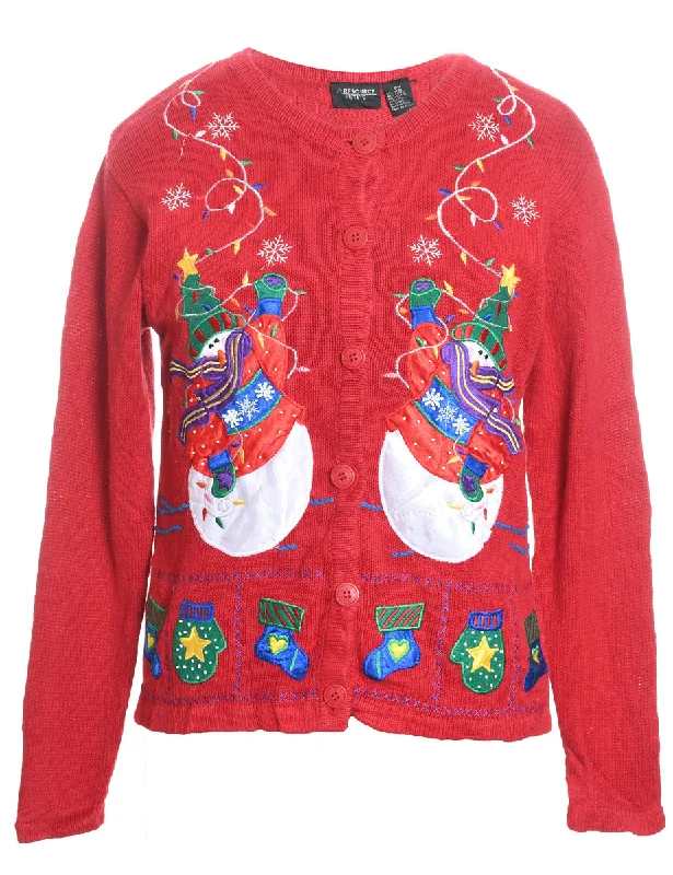 Snowman Christmas Cardigan - M