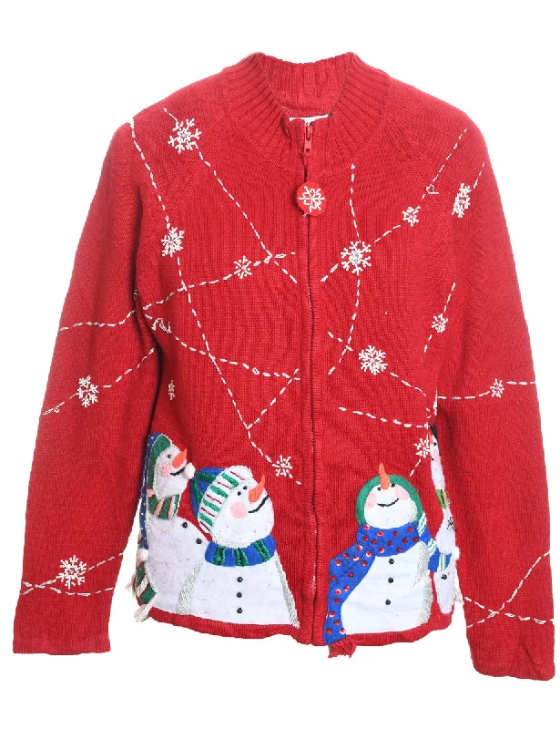 Snowman Christmas Cardigan - M