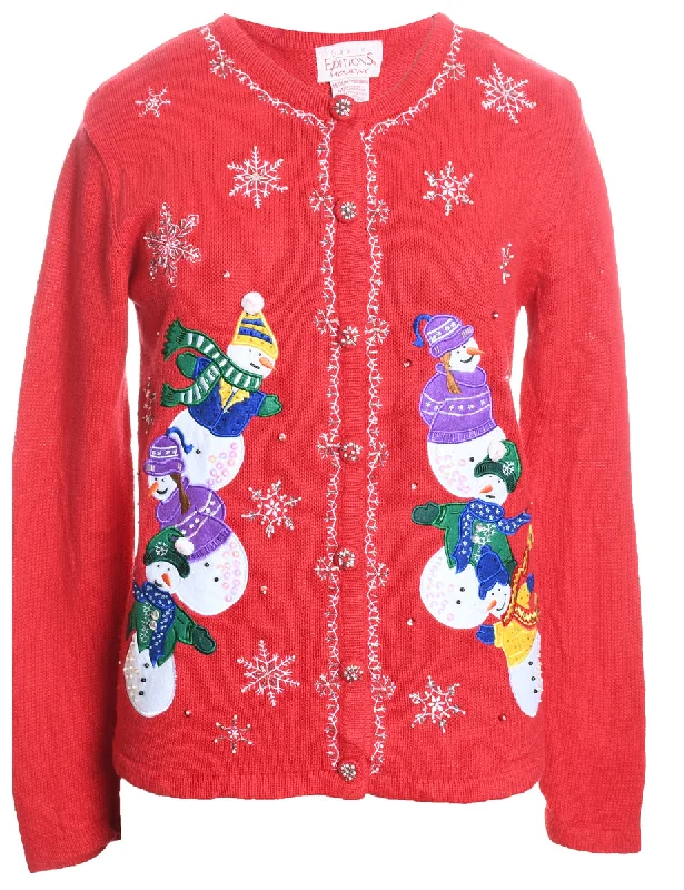 Snowman Christmas Cardigan - M