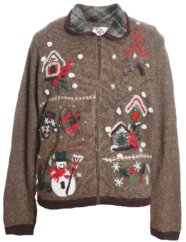 Snowman Christmas Cardigan - M