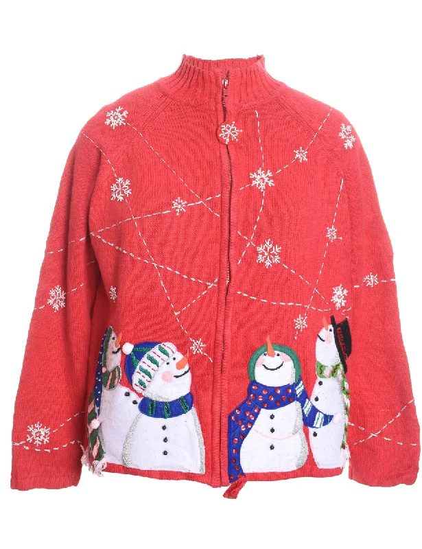 Snowman Christmas Cardigan - M