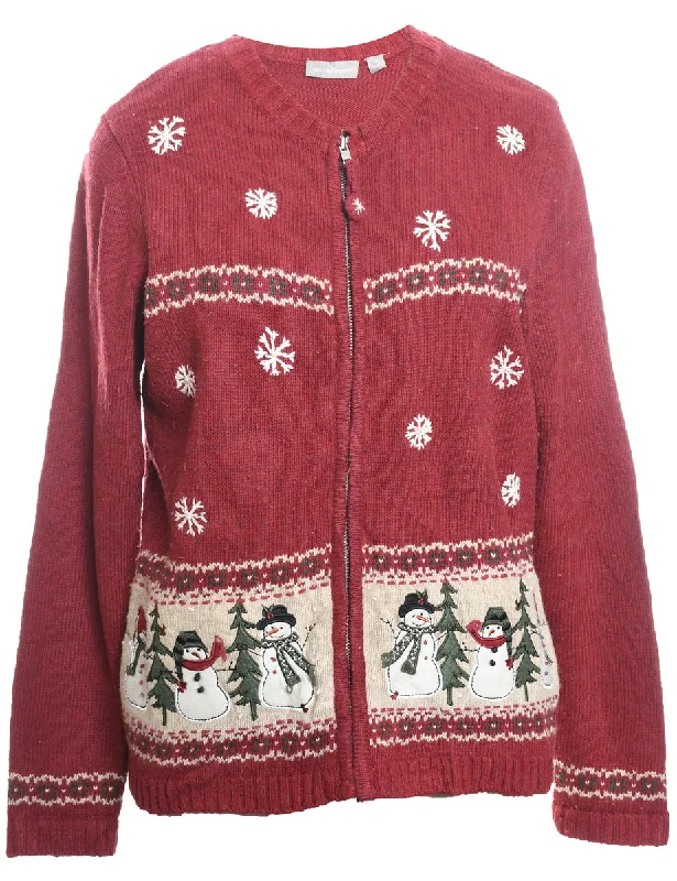 Snowman Christmas Cardigan - M