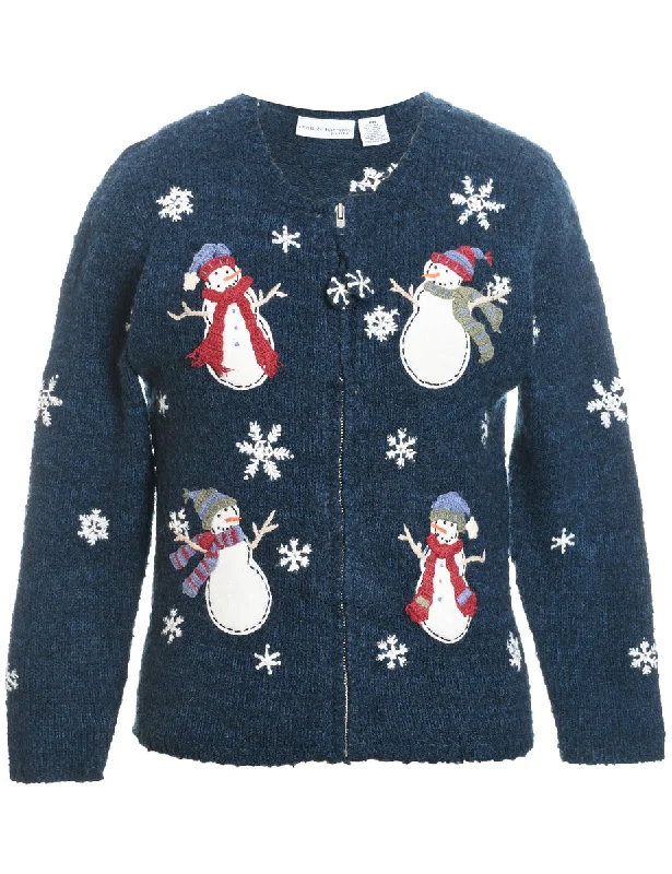 Snowman Christmas Cardigan - M