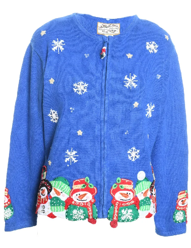 Snowman Christmas Cardigan - M