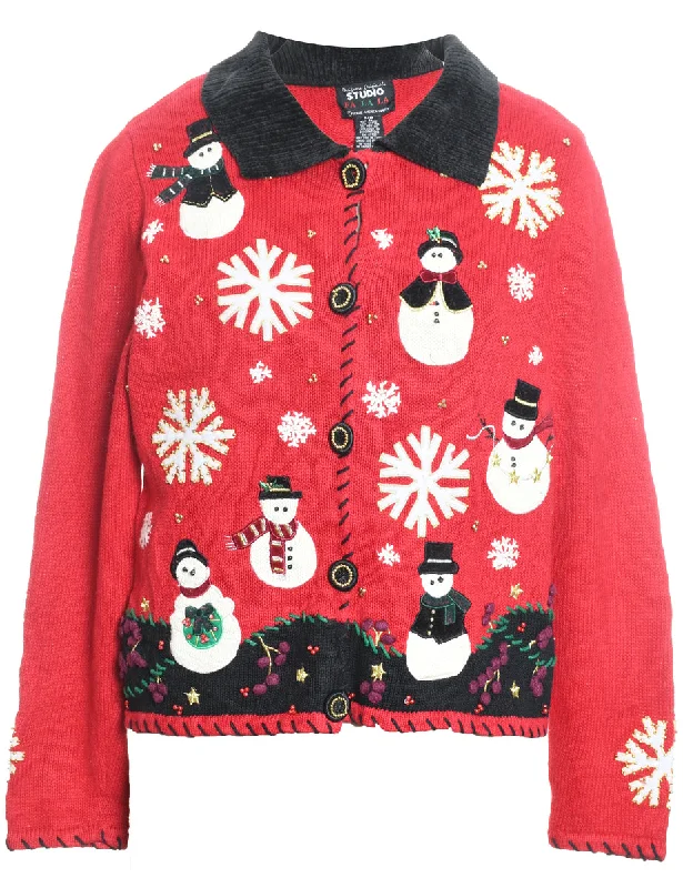 Snowman Christmas Cardigan - M