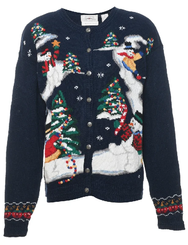 Snowman Christmas Cardigan - M