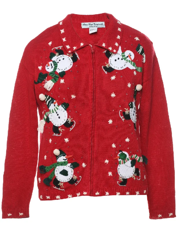 Snowman Christmas Cardigan - S