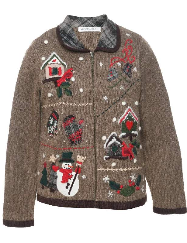 Snowman Christmas Cardigan - S