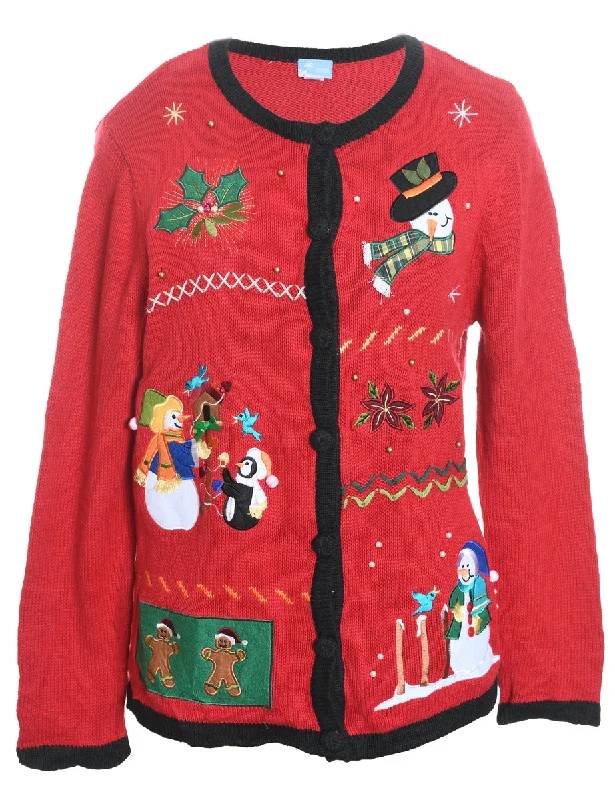 Snowman Christmas Cardigan - S