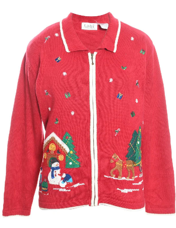 Winter Scene Design Christmas Cardigan - M