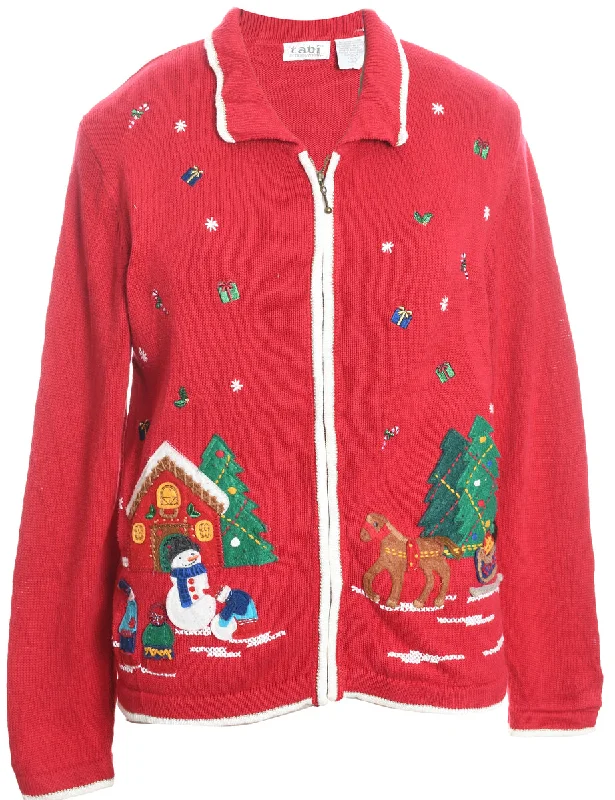 Winter Scene Design Christmas Cardigan - S