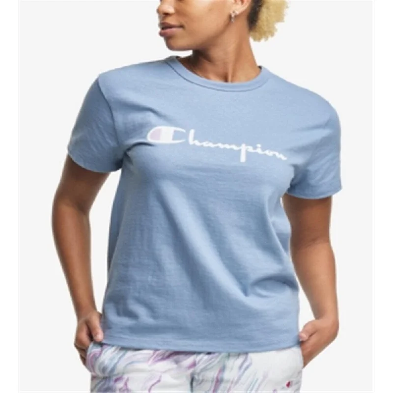 Champion Women's Heritage Cotton T-Shirt Wildflower Pale Blue Size X-Small