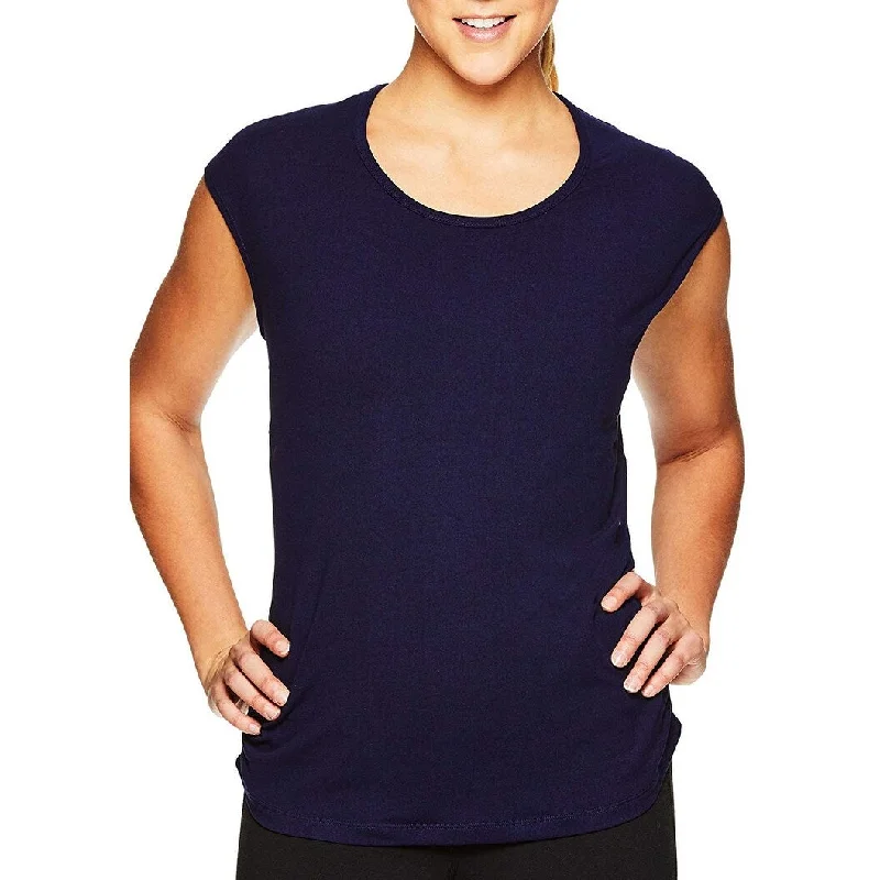 Gaiam Women's Blue Jenna Cutout Back Performance T-shirt Medieval Size Medium