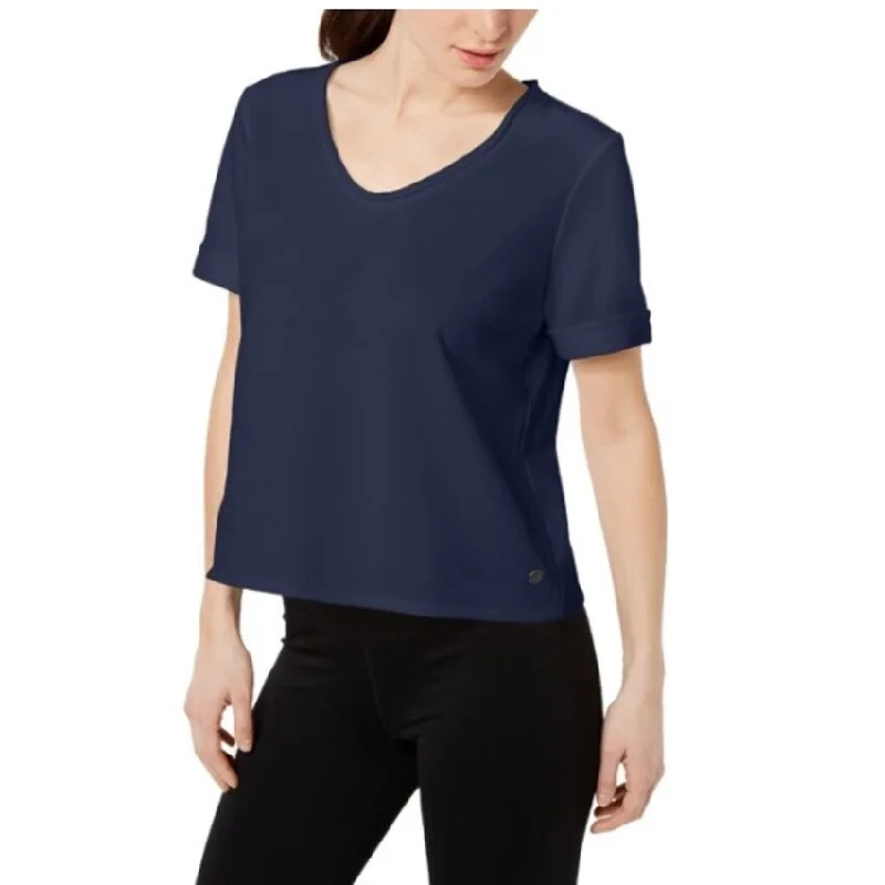 Ideology Women's Ideology Scoop-Neck T-Shirt Dark Blue Size Small