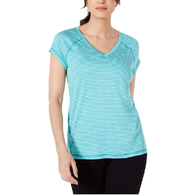 Ideology Women's Striped V-Neck T-Shirt Laguna Size 2 Extra Large - XXL