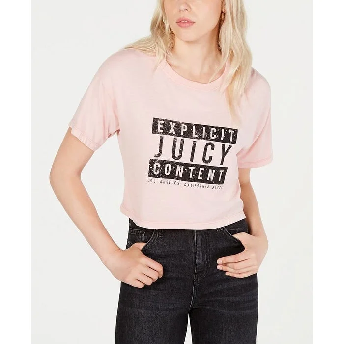 Juicy Couture Women's Cropped Cotton Graphic T-Shirt Pink Size Large