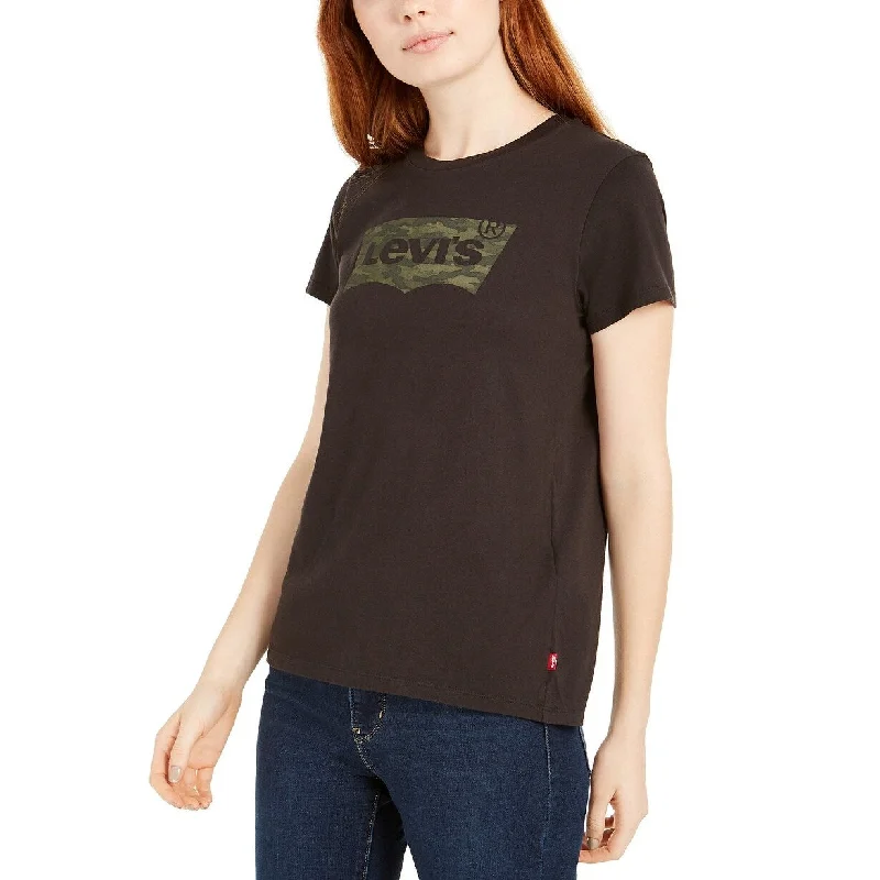 Levi's Women's Perfect Camo Batwing-Logo T-Shirt Black Size Extra Small