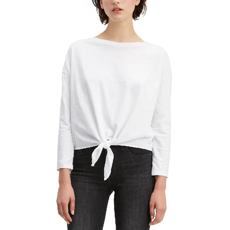 Levi's Women's Tie Front Long Sleeve Cotton T-Shirt White Size Extra Small - XS