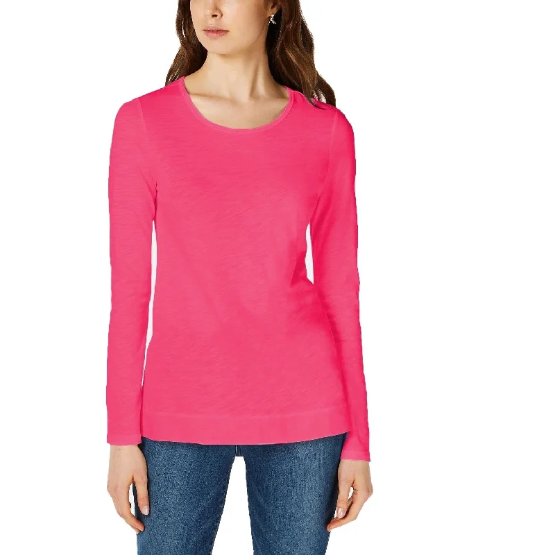 Maison Jules Women's High-Low T-Shirt Fuchsia Purple Size Large - Pink