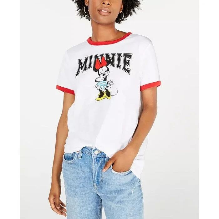 Modern Lux Junior's Minnie Mouse Graphic T-Shirt White Size Small