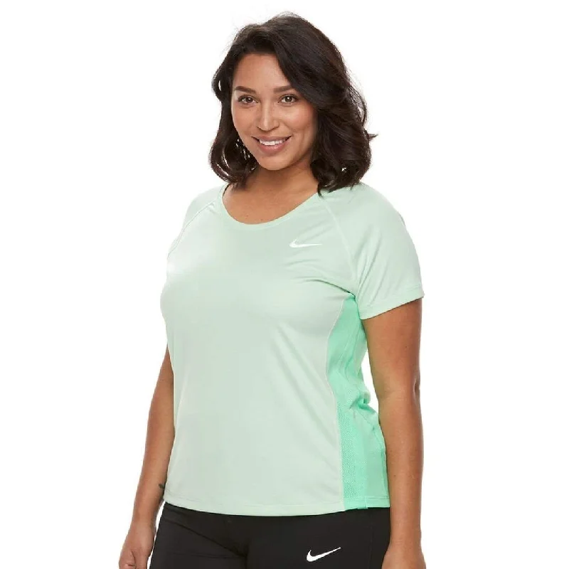 Nike Women's Plus Size Dry Miler Short Sleeve Running T-Shirt Fresh Mint Size 2 Extra Large - Green - XX-Large