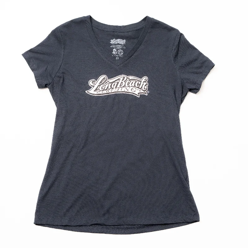 OG Logo Women's Navy V-Neck T-Shirt