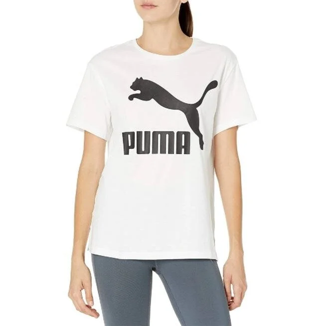 Puma Women's Classics Cotton Logo T-Shirt White Size X-Large - XL