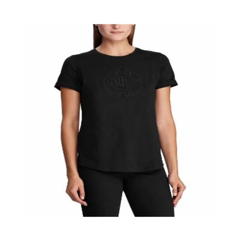 Ralph Lauren Women's Logo Cotton T-Shirt Black Size Medium