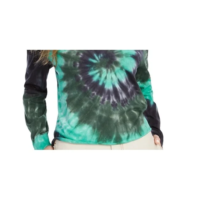 Rebellious One Junior's Tie Dye Printed Long Sleeved T-Shirt Black Size Small