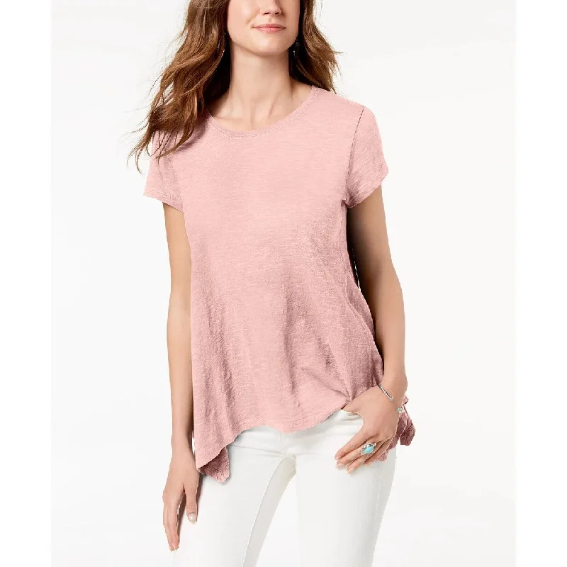 Style & Co Women's Handkerchief Hem T-Shirt Pink Size Small