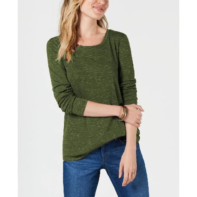 Style & Co Women's Long-Sleeve T-Shirt Green Size Large