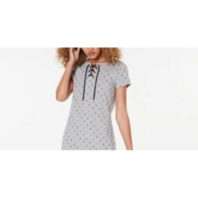 Tommy Hilfiger Women's Lace Up T-Shirt Dress Grey Size Small