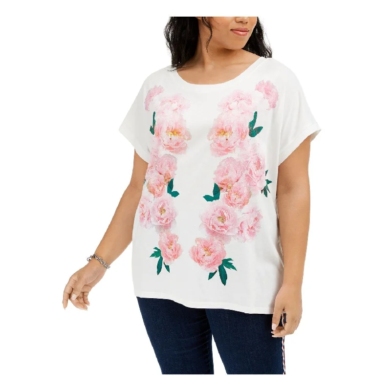 Tommy Hilfiger Women's Plus Size Floral-Print T-Shirt White Size 2X