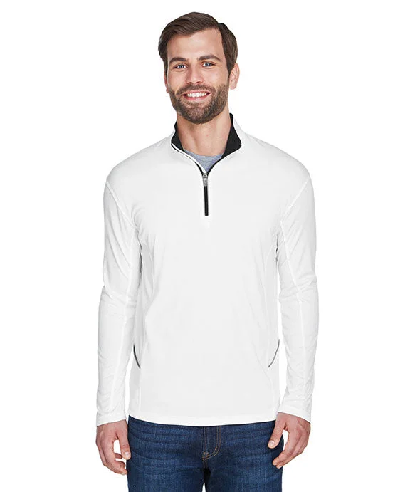 8230 - UltraClub Mens Cool & Dry Sport Quarter-Zip Pullover | White