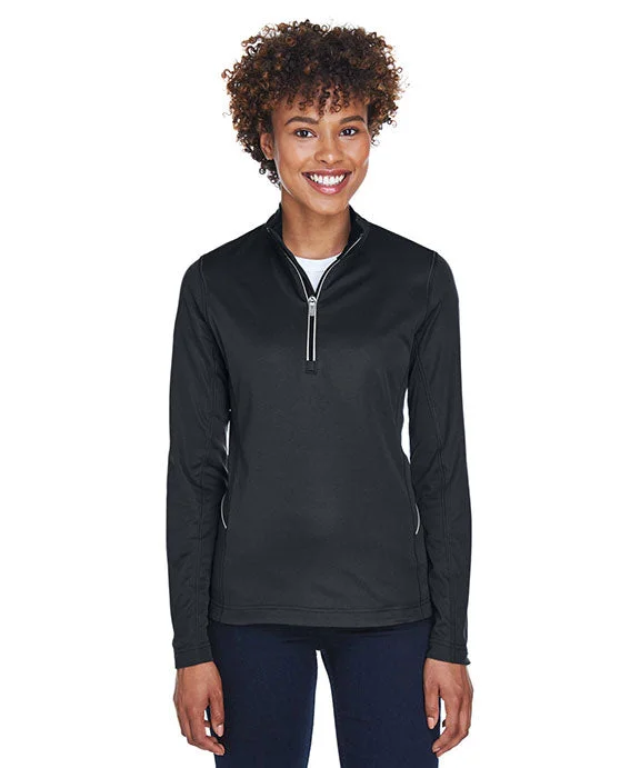 8230L - UltraClub Ladies Cool & Dry Sport Quarter-Zip Pullover | Black