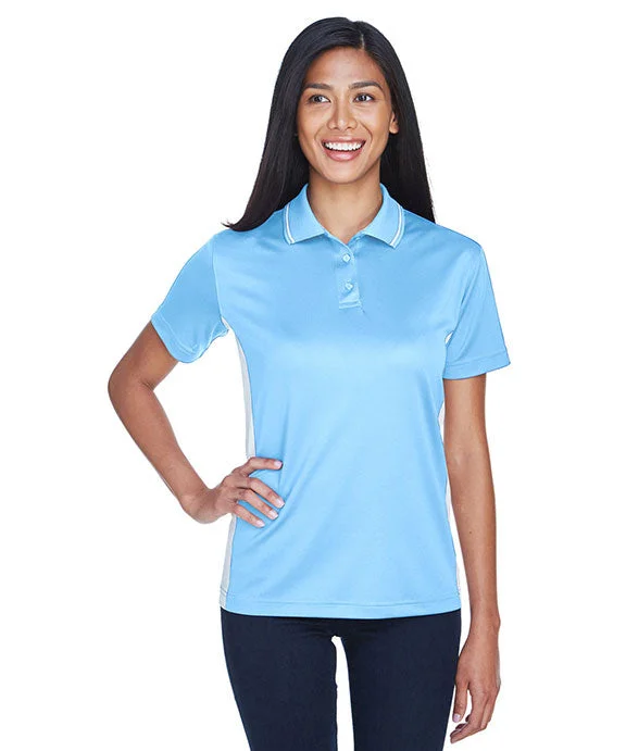 8406L - UltraClub Ladies Cool & Dry Sport Two-Tone Polo Shirt | Columbia Blue/White