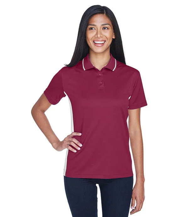 8406L - UltraClub Ladies Cool & Dry Sport Two-Tone Polo Shirt | Maroon/White