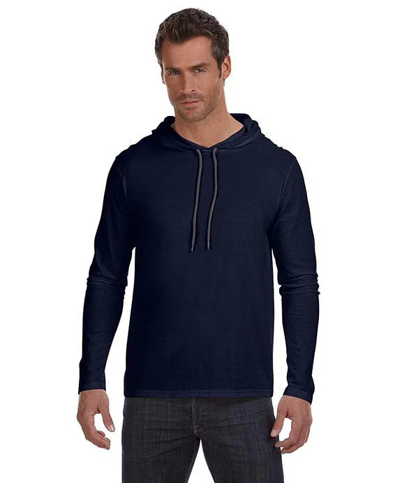 987AN - Gildan Lightweight Long Sleeve Hooded T-Shirt | Navy/Dark Gray