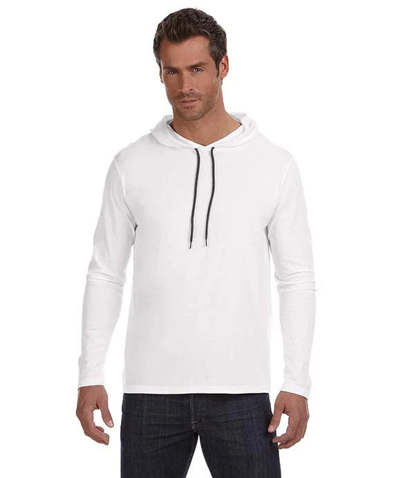 987AN - Gildan Lightweight Long Sleeve Hooded T-Shirt | White/Dark Gray