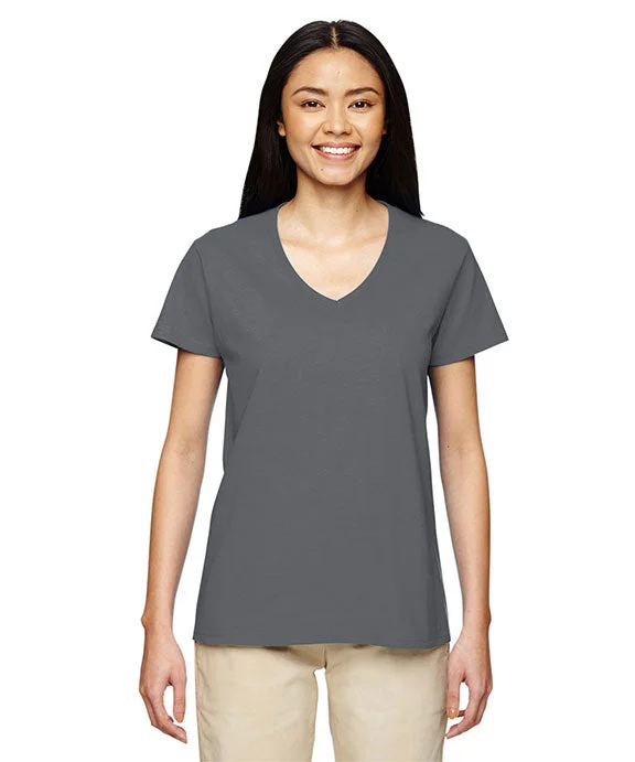 G500VL - Gildan Ladies Heavy Cotton 5.3 oz. V-Neck T-Shirt | Charcoal