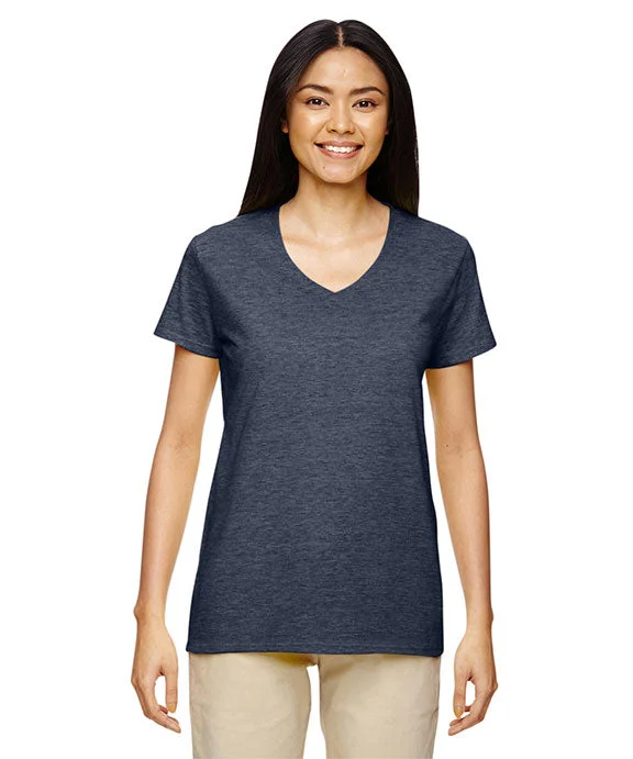 G500VL - Gildan Ladies Heavy Cotton 5.3 oz. V-Neck T-Shirt | Heather Navy