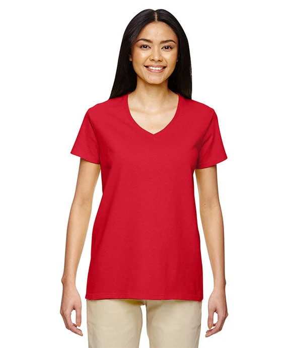 G500VL - Gildan Ladies Heavy Cotton 5.3 oz. V-Neck T-Shirt | Red